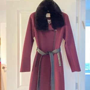 SOIA & KYO burgundy wool coat